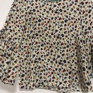ZARA Floral Bell Sleeve Shirt Trafulac XS boho